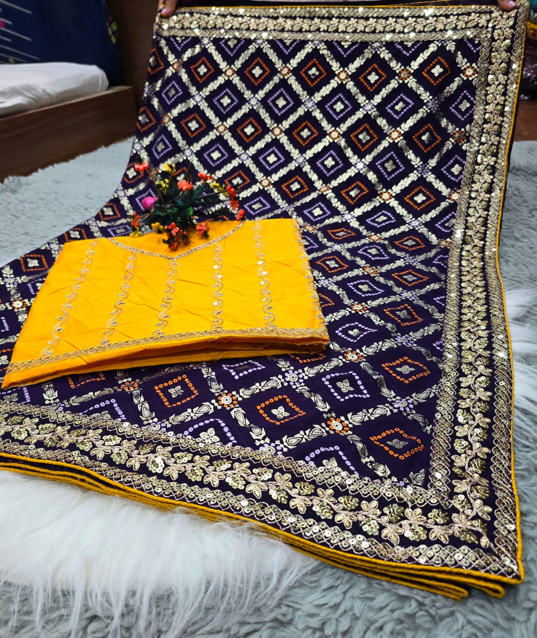 Jk Fashion Georgette Bandhani Printed Wedding Sarees Suppliers in India
